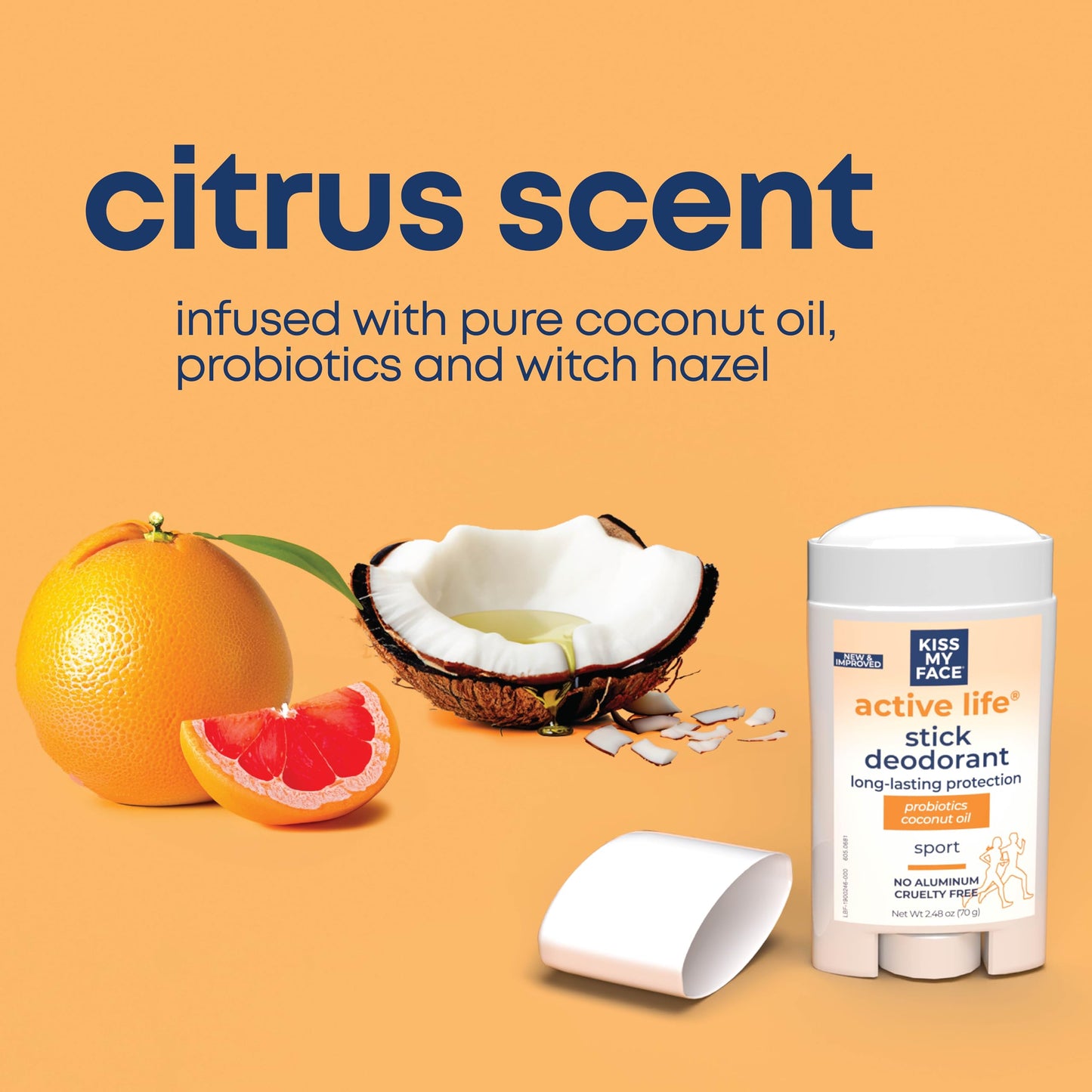 Kiss My Face Active Life Sport Deodorant, Aluminum Free Deodorant For Women And Men, With Added Grapefruit Seed Extract, Rosemary And Sage, 2.48 Oz Beauty and Personal Care Kiss My Face