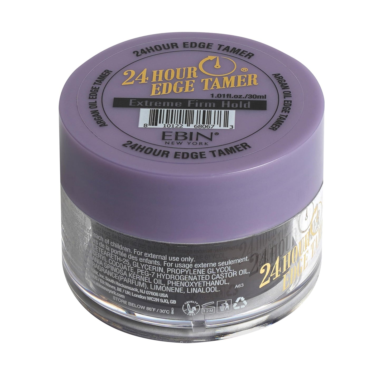 EBIN NEW YORK 24 Hour Edge Tamer Extreme Firm Hold 1.01Fl Oz Strong Edge Control Gel, No Flaking, Sleek Smooth Finish, Long Lasting, Argan & Castor