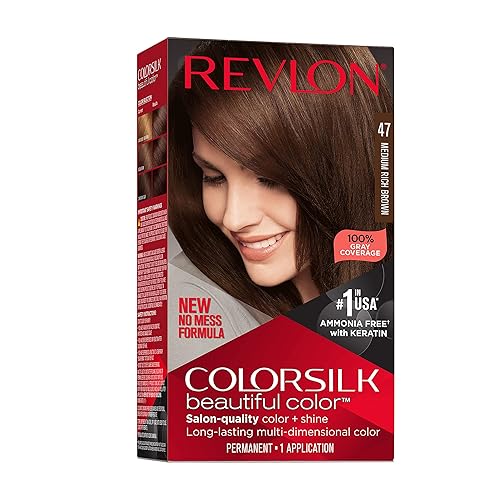 Revlon Colorsilk Beautiful Color Permanent Hair Color, Long-Lasting High-Definition Color, Shine & Silky Softness with 100% Gray Coverage, Ammonia