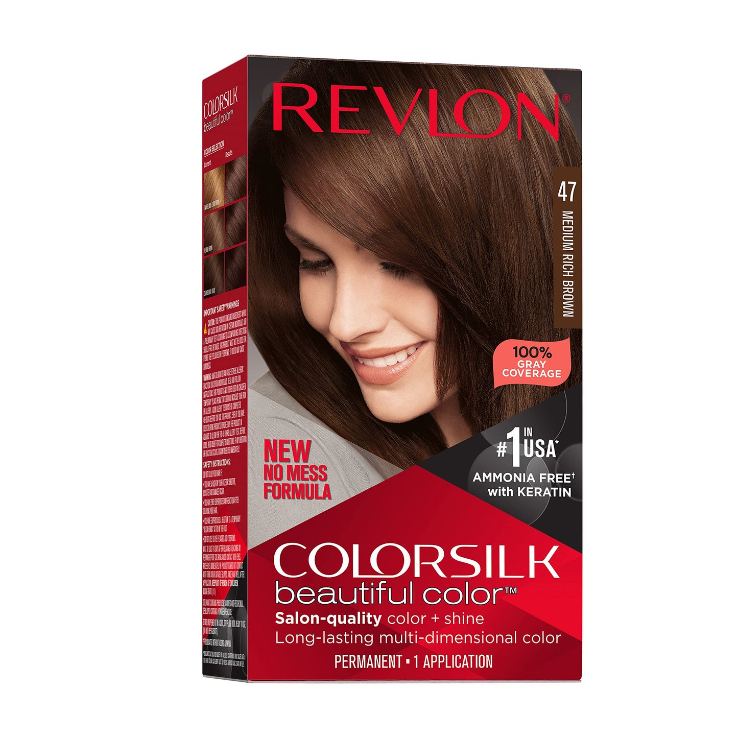 Revlon Colorsilk Beautiful Color Permanent Hair Color, Long-Lasting High-Definition Color, Shine & Silky Softness with 100% Gray Coverage, Ammonia