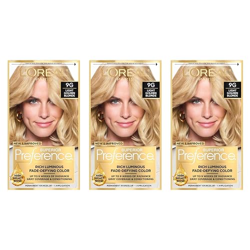 L’Oreal ParisSuperior Preference Rich Luminous Conditioning Colorant, Level 3 Permanent, Light Golden Blonde/Warmer 9G (Pack of 3)