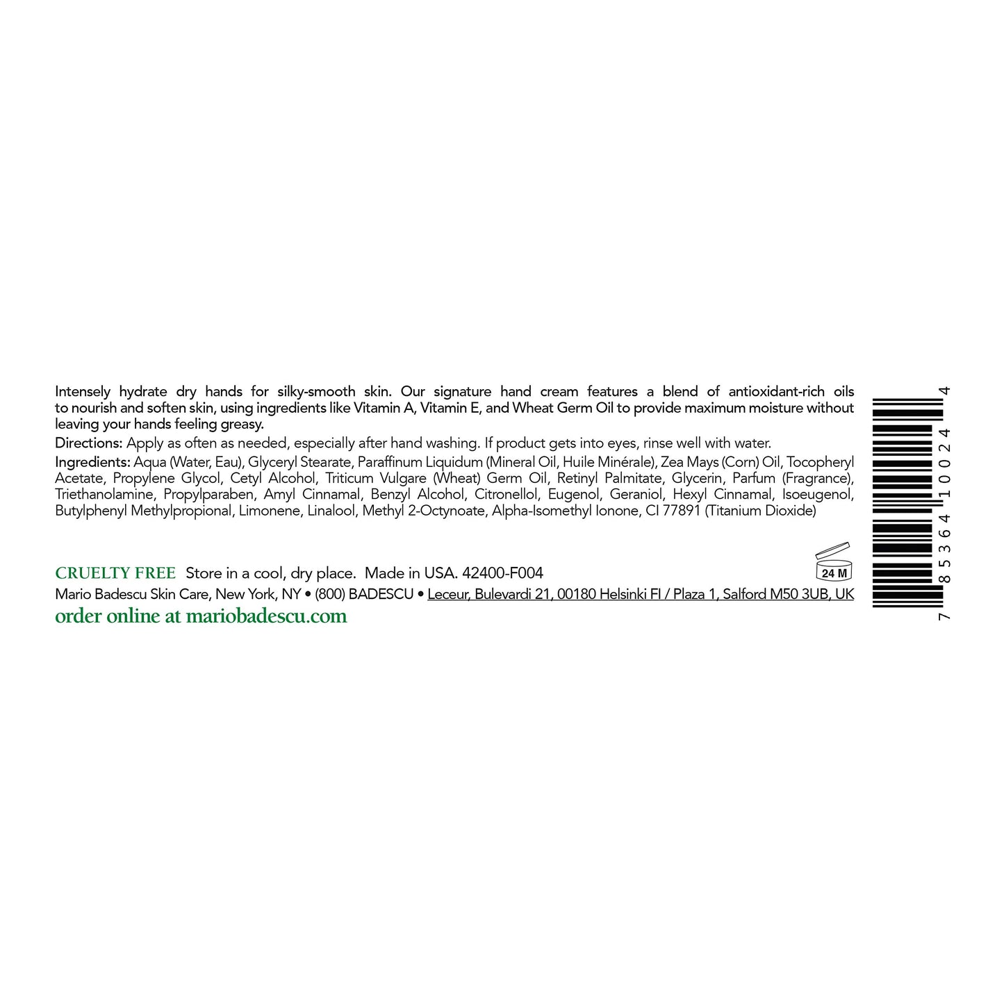 Mario Badescu Special Hand Cream with Vitamin E for Men and Women, Non-Greasy, Light and Fast-Absorbing Hand Cream for Dry Cracked Hands, Ideal