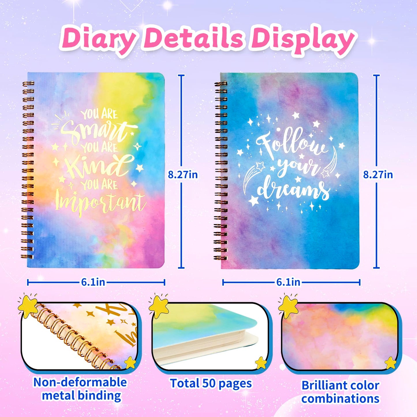OIHEW 2PC DIY Journal Kit for Girls Ages 8–14 – Creative Diary, Scrapbook & Stationery Set, Art Crafts Gift for Birthday or Christmas
