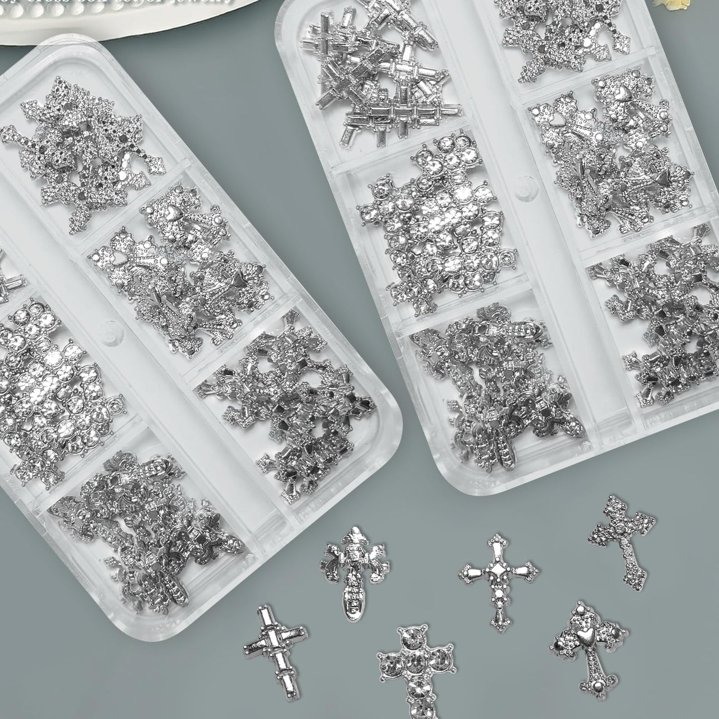 3D Alloy Metal Crystal Cross Nail Charms - 60 Pcs Ideal for Women and Girls' DIY Punk Nail Art, with Rhinestones, Great for Salons & Fashion Events Beauty & Personal Care hongliang