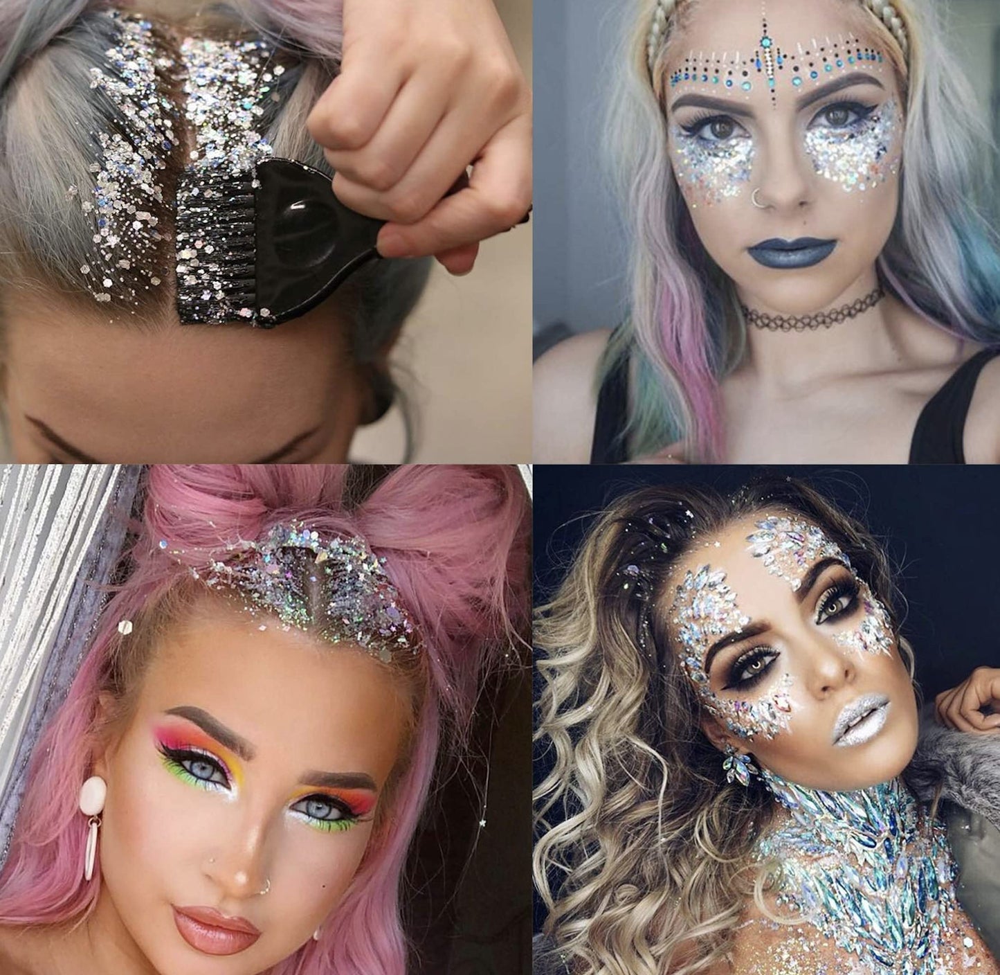 Holographic Silver - Face & Body Glitter - Chunky Glitter - Uses Include: Holidays, Cheerleading, Festival, Rave, Hair, Makeup, Face, Body, Nails
