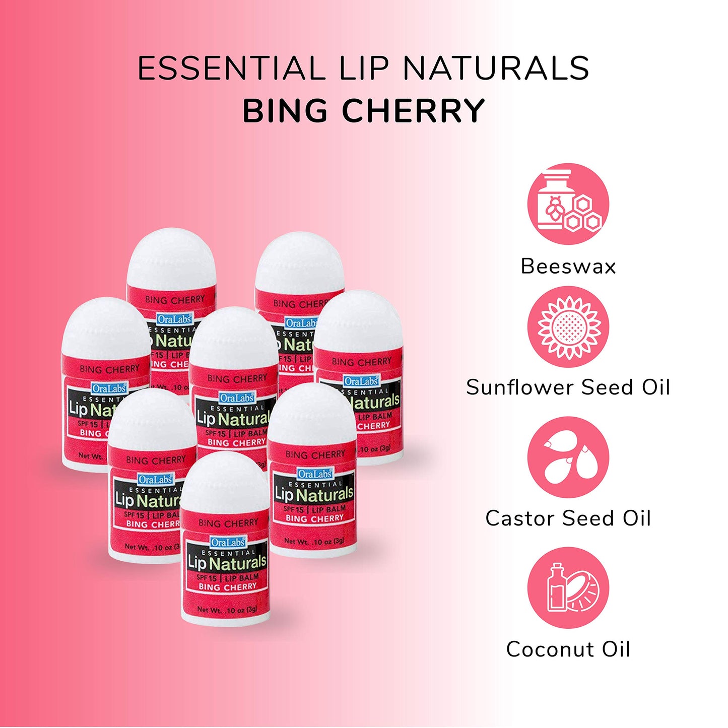 Lip Naturals Mini Lip Balm with SPF 15 Sunscreen, 12 Count Pack, Cherry, Tea Tree Mint & Vanilla Bean Flavors, Made in USA, 0.10oz Each