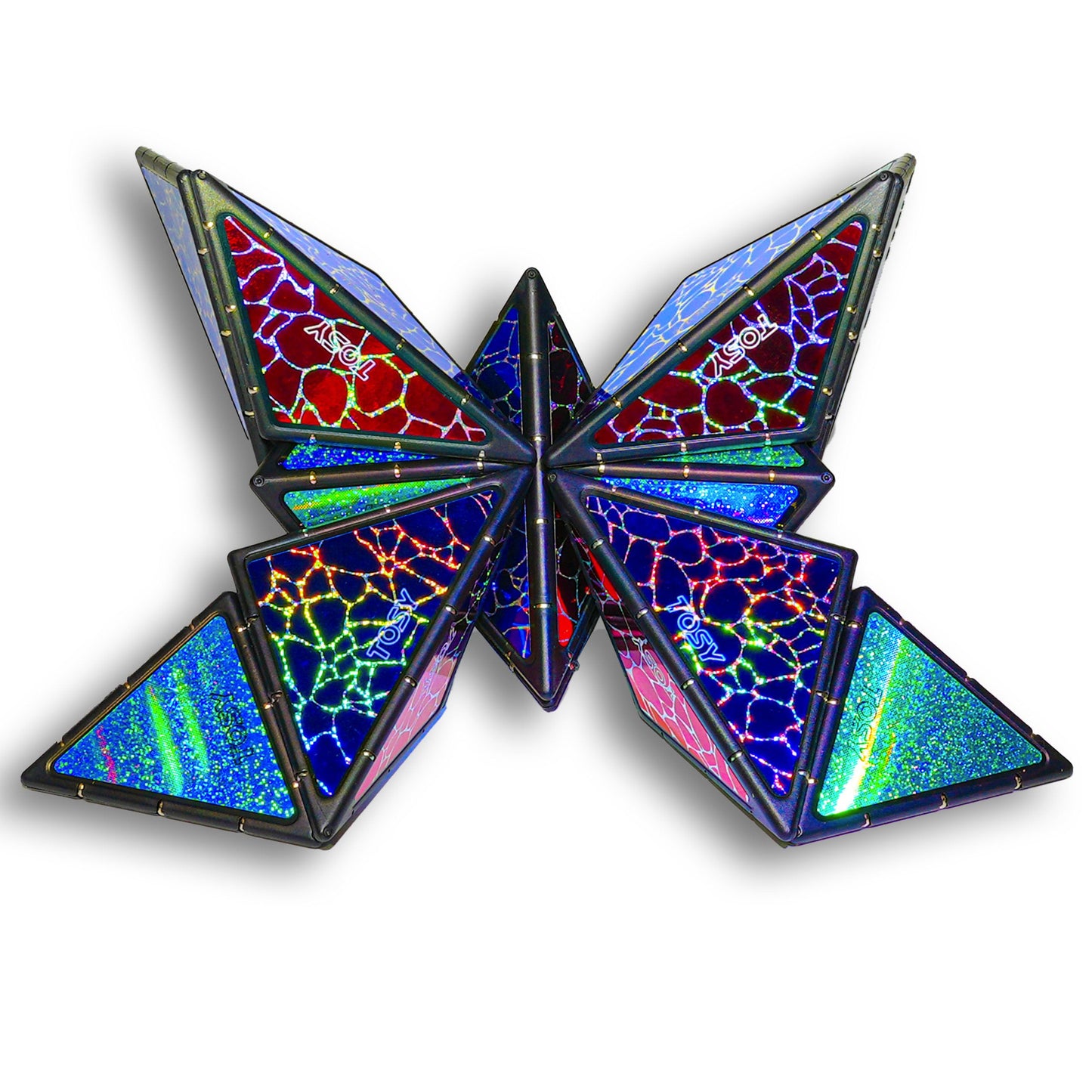 TOSY Magnet Pyramid Stone – STEM Puzzle Toy with 243 Rare Earth Magnets, 14 Pcs, 1 Cube Creates 1 Billion Shapes, Holographic Design