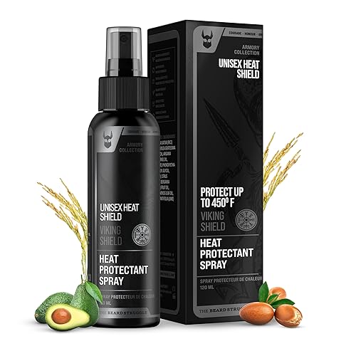 Beard & Hair Heat Protectant Spray - Viking Shield Beard Spray for Men, Protects Hair from Heat Damage of Straightener and Styling - Argan Oil Thermal
