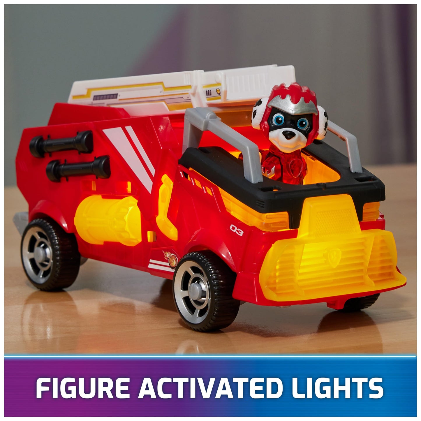 PAW Patrol: The Mighty Movie, Firetruck Toy with Marshall Mighty Pups Action Figure, Lights and Sounds, Kids Toys for Boys & Girls 3+