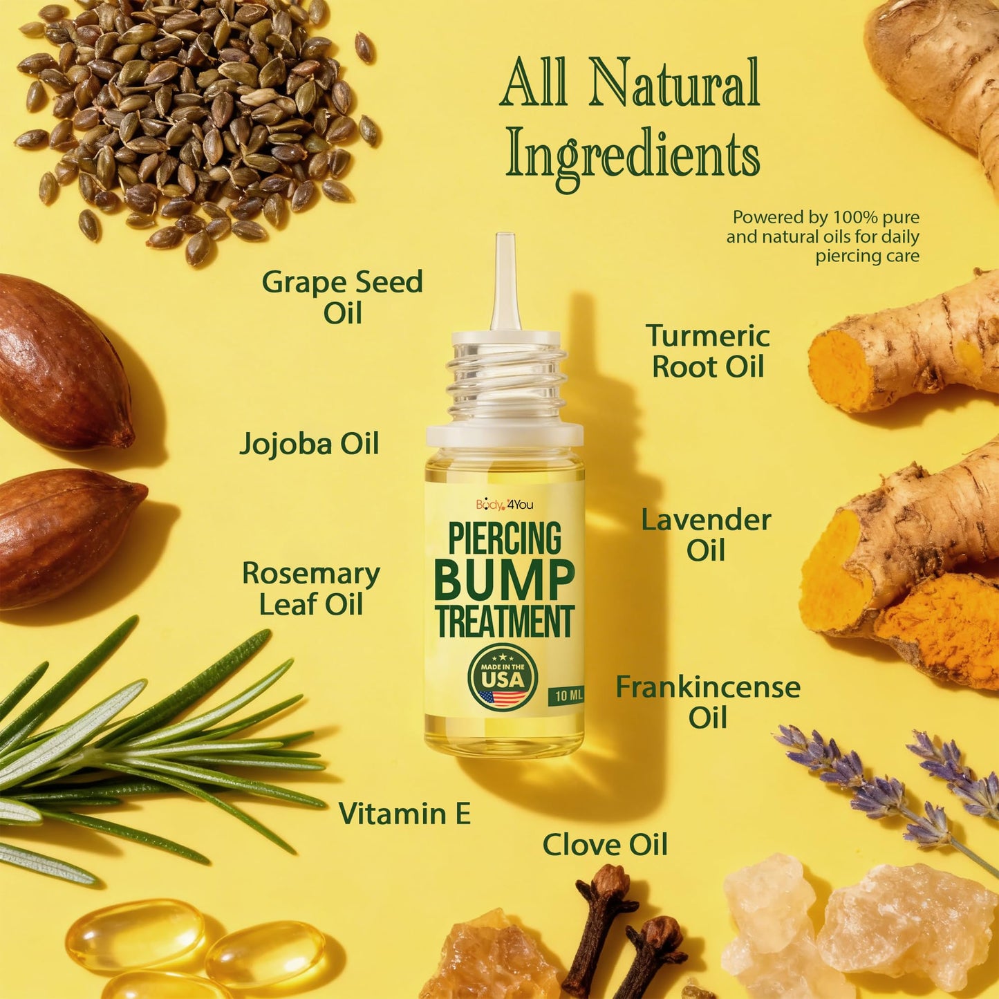 BodyJ4You Keloid Bump Removal Oil - Piercing Aftercare Shrinking Drops - Nose Ear Septum Belly Cartilage Scar Treatment Piercing Bump Solution - Tea Beauty and Personal Care BodyJ4You