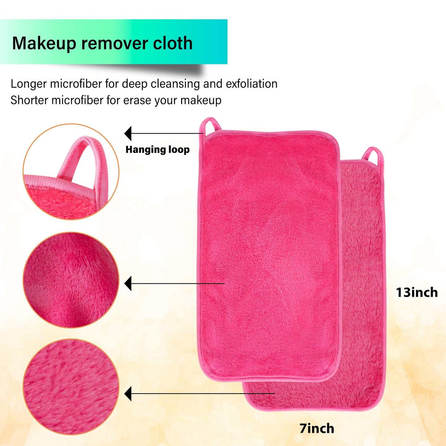 Nugilla Makeup Remover Cloths, 8 Packs Makeup Remover Towels Reusable Face Wash Cloth, Soft Microfiber Face Cloth for Women Beauty and Personal Care NUGILLA