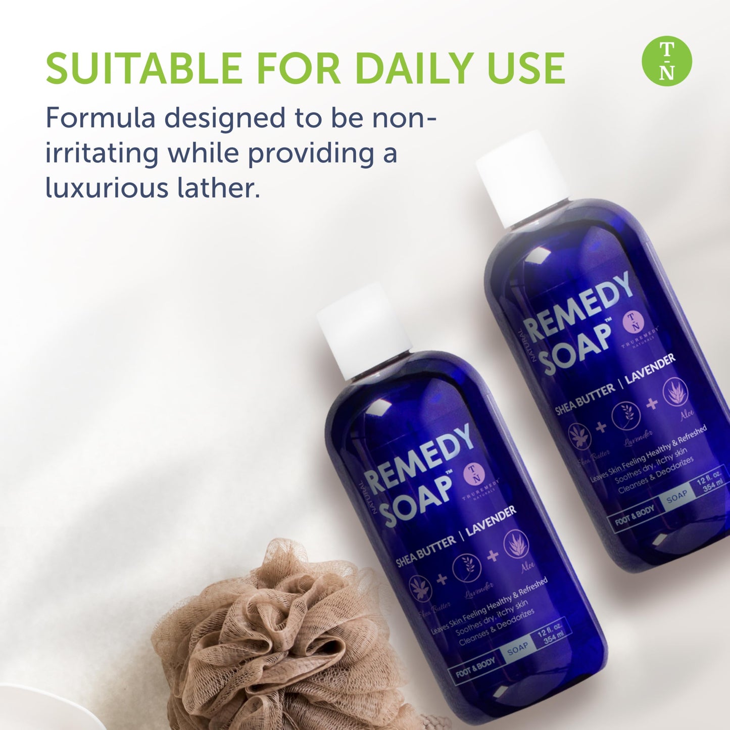 Truremedy Naturals Lavender Shea Butter Body Wash for Women - Aloe Lavender Body Wash with Shea Butter - Soothing Soap for Dry Skin - Hydrating