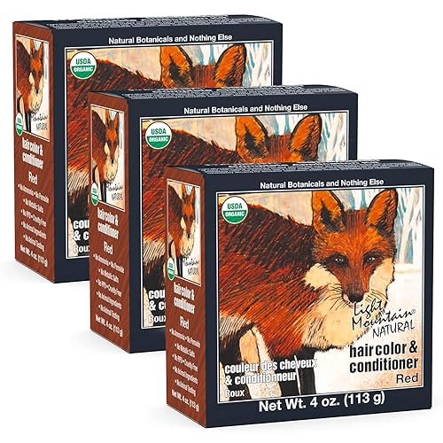 Light Mountain Henna Hair Color & Conditioner - Red Hair Dye for Men/Women, Organic Henna Leaf Powder and Botanicals, Chemical-Free, Semi-Permanent