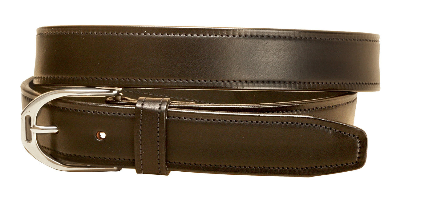 Tory Leather Plain English Stirrup 1.25 Inch Black Unisex Belt (32")
