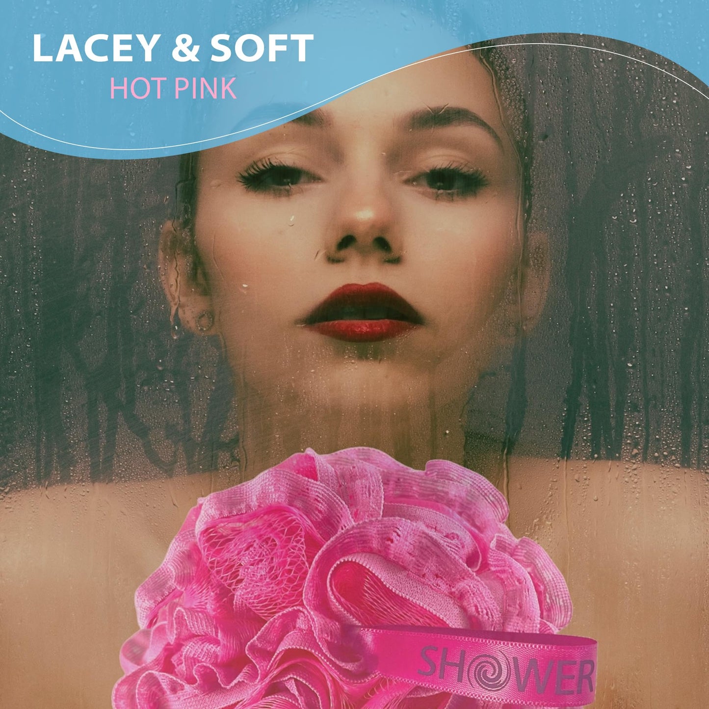 Loofah-Bath-Sponge Hot-Lacey-Mesh // 4-Steamy-Lace-Colors by Shower Bouquet / 2-Scrubs-in-1 Large Full 60g Pouf Body Luffa Loofa Loufa Puff