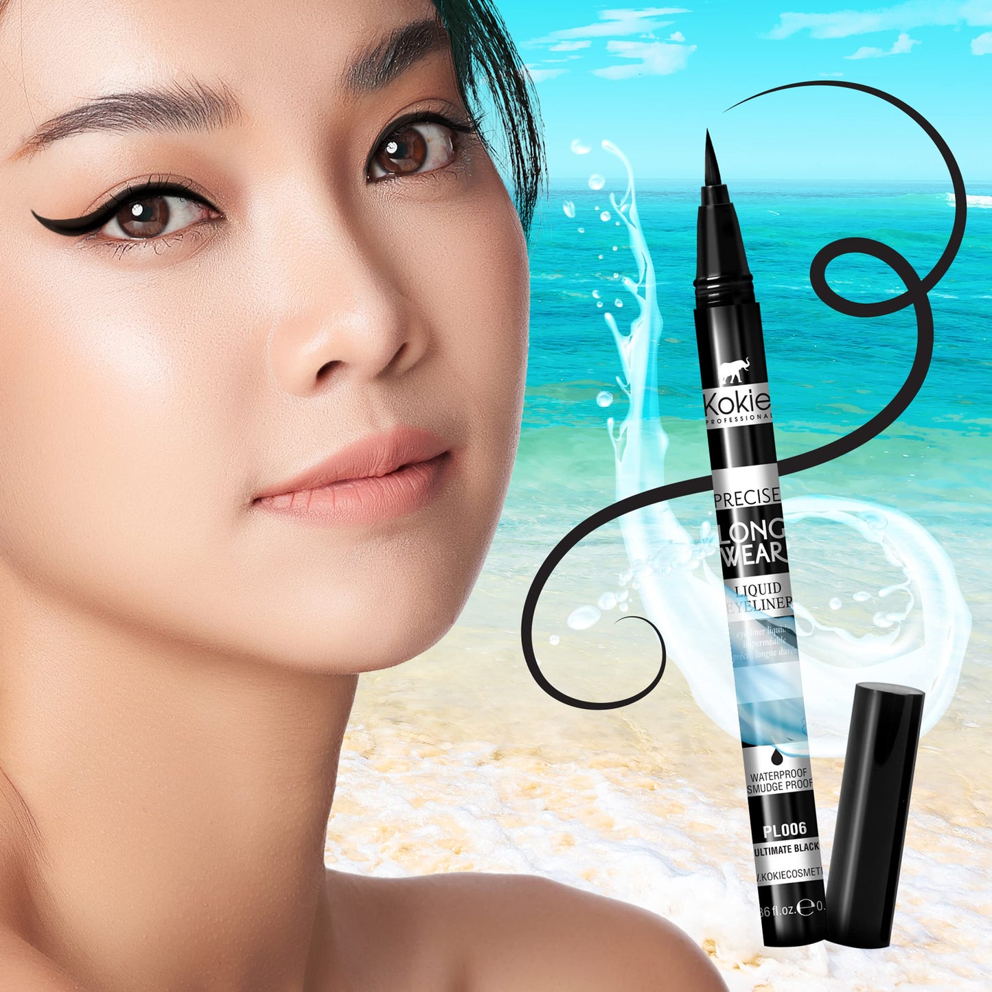 Kokie Precise Longwear Liquid Eyeliner, Waterproof, Smudge Proof