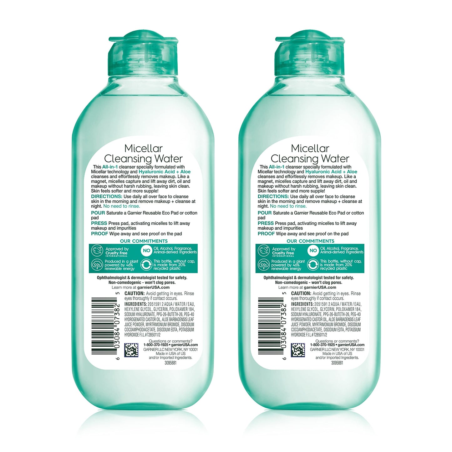 Garnier Micellar Water with Hyaluronic Acid, Facial Cleanser & Makeup Remover, Hydrating and Plumping, For All Skin Types, Vegan, Cruelty Free, 13.5