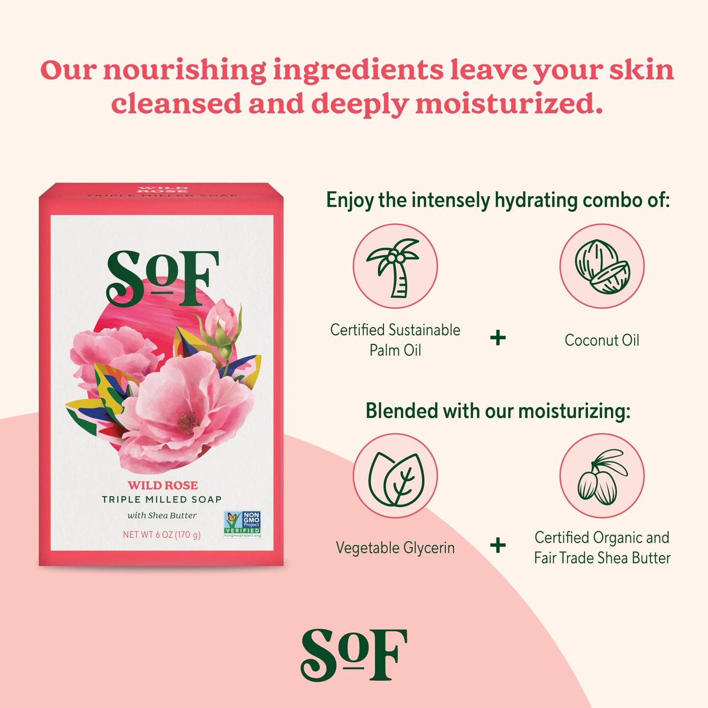 South Of France SoF Triple Milled Bar Soap - With Coconut Oil & Organic Shea Butter- Vegan & Non GMO- Free From Phthalates, Sulfates & Parabens- Wild