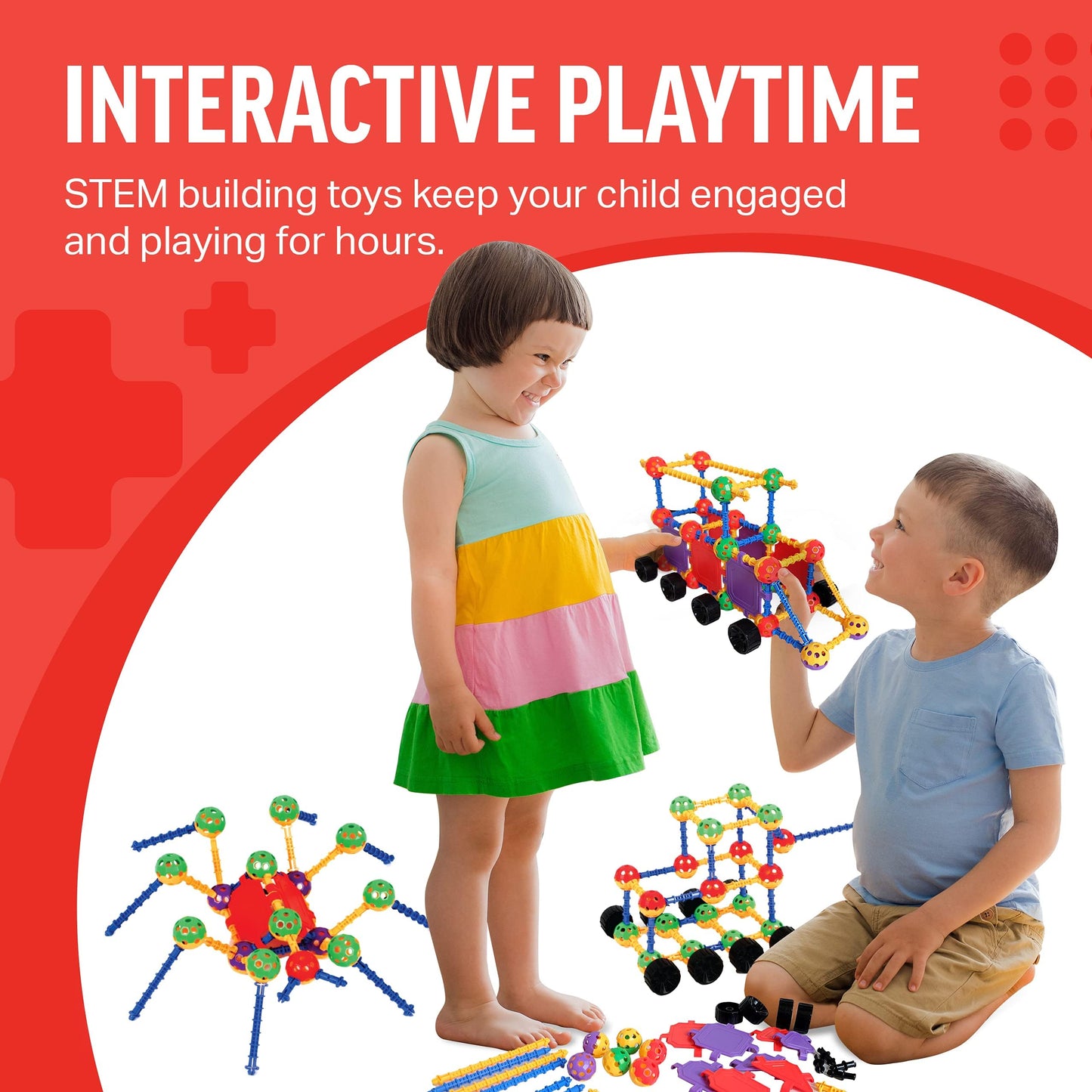 STEM Master - Educational Building Blocks Kit, 176 Pieces, Ages 4-8, Easter Basket Stuffers Gifts for Kids
