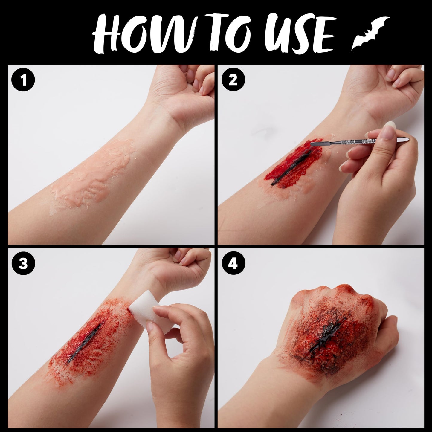 Spooktacular Creations Halloween Makeup Kit Face Painting Set,6 Colors Bruise Makeup Palette,Scar Wax with Spatula Tool,Fake Blood Gel,Blood