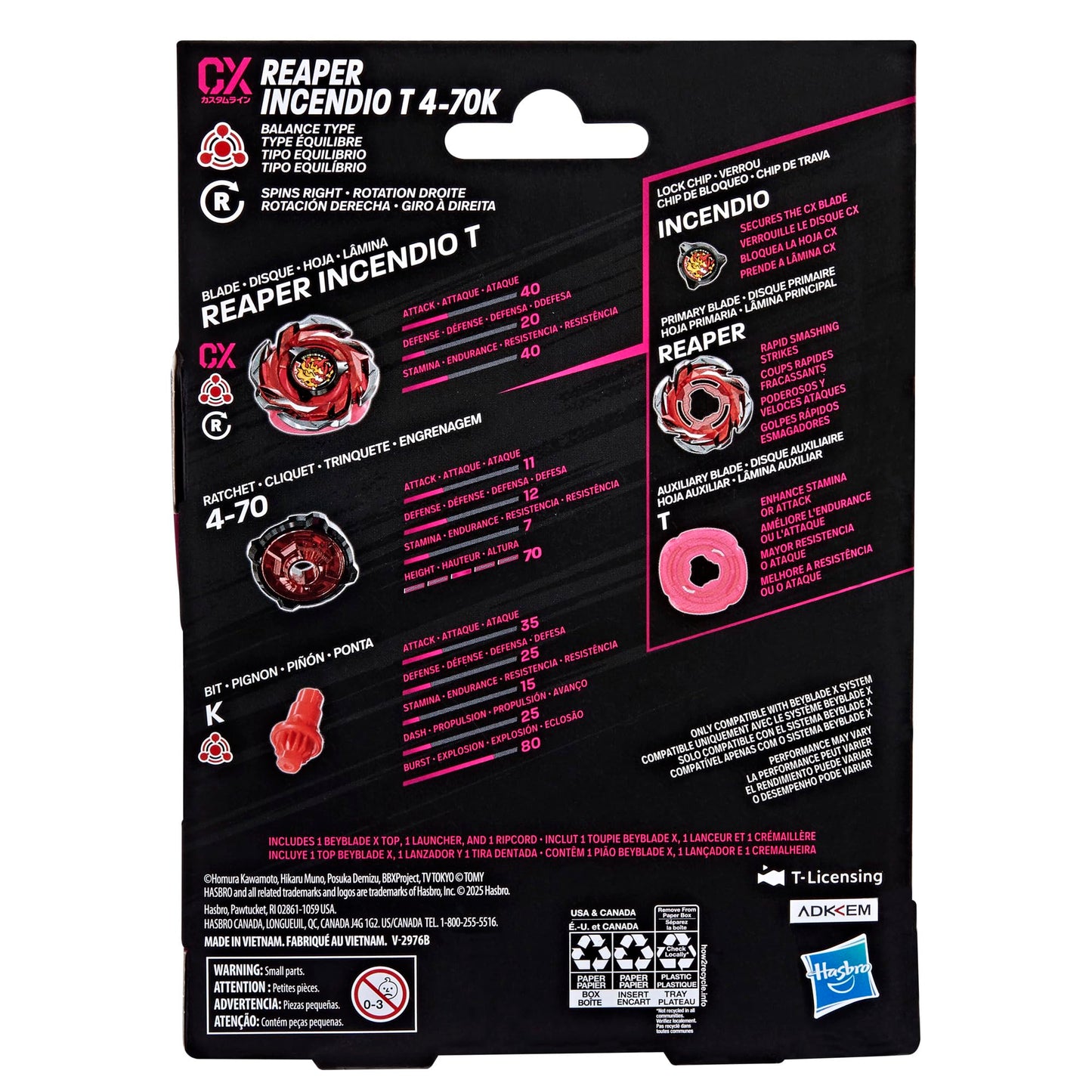 Beyblade X Reaper Incendio T 4-70K CX Starter Pack Set, Balance Type Top and Launcher; Authentic Takara Tomy Battle Tops Games, Toys for Boys and…