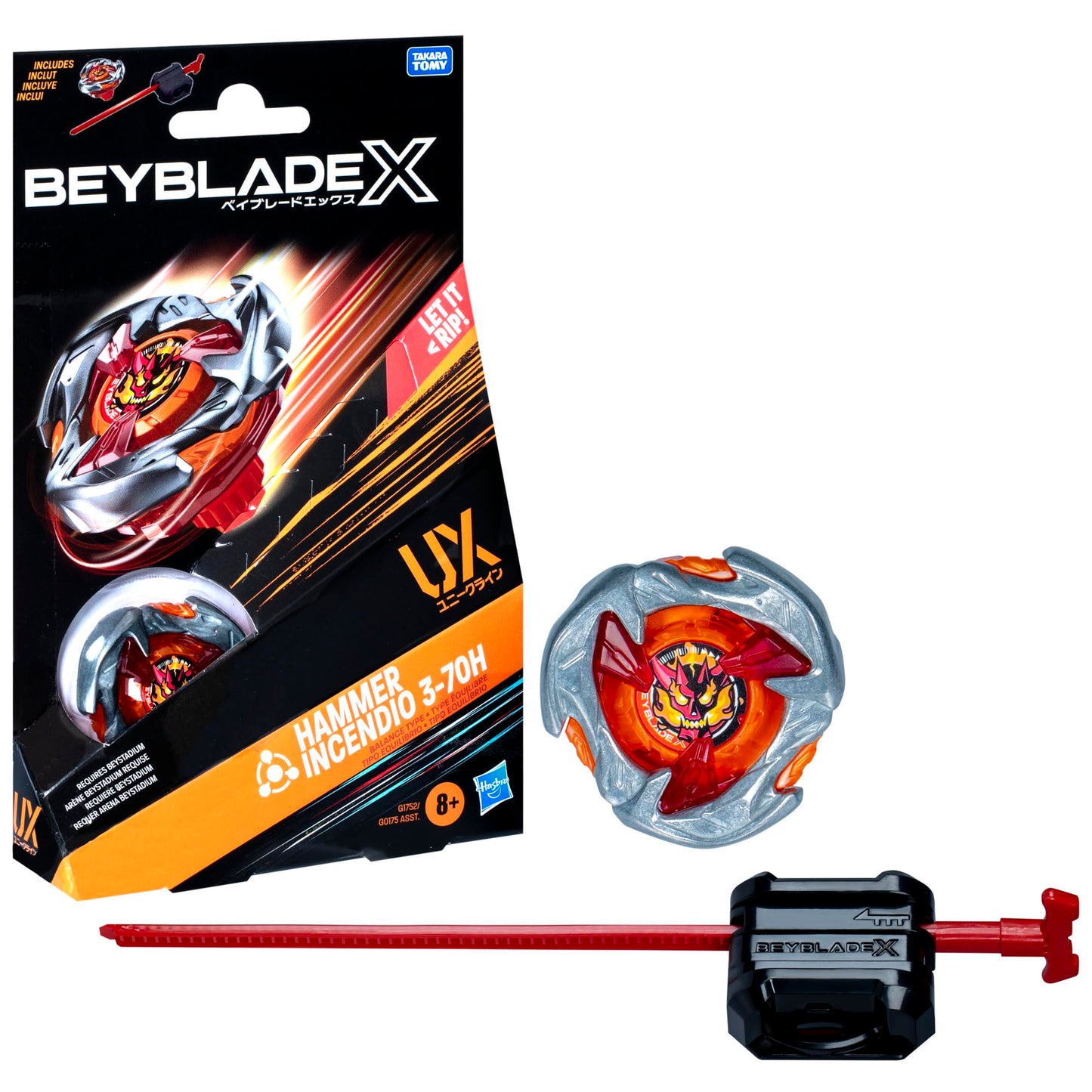 Beyblade X Hammer Incendio 3-70H UX Starter Pack Set with Balance Type Top and Launcher; Authentic Takara Tomy Battle Tops Games/Toys for Boys and…