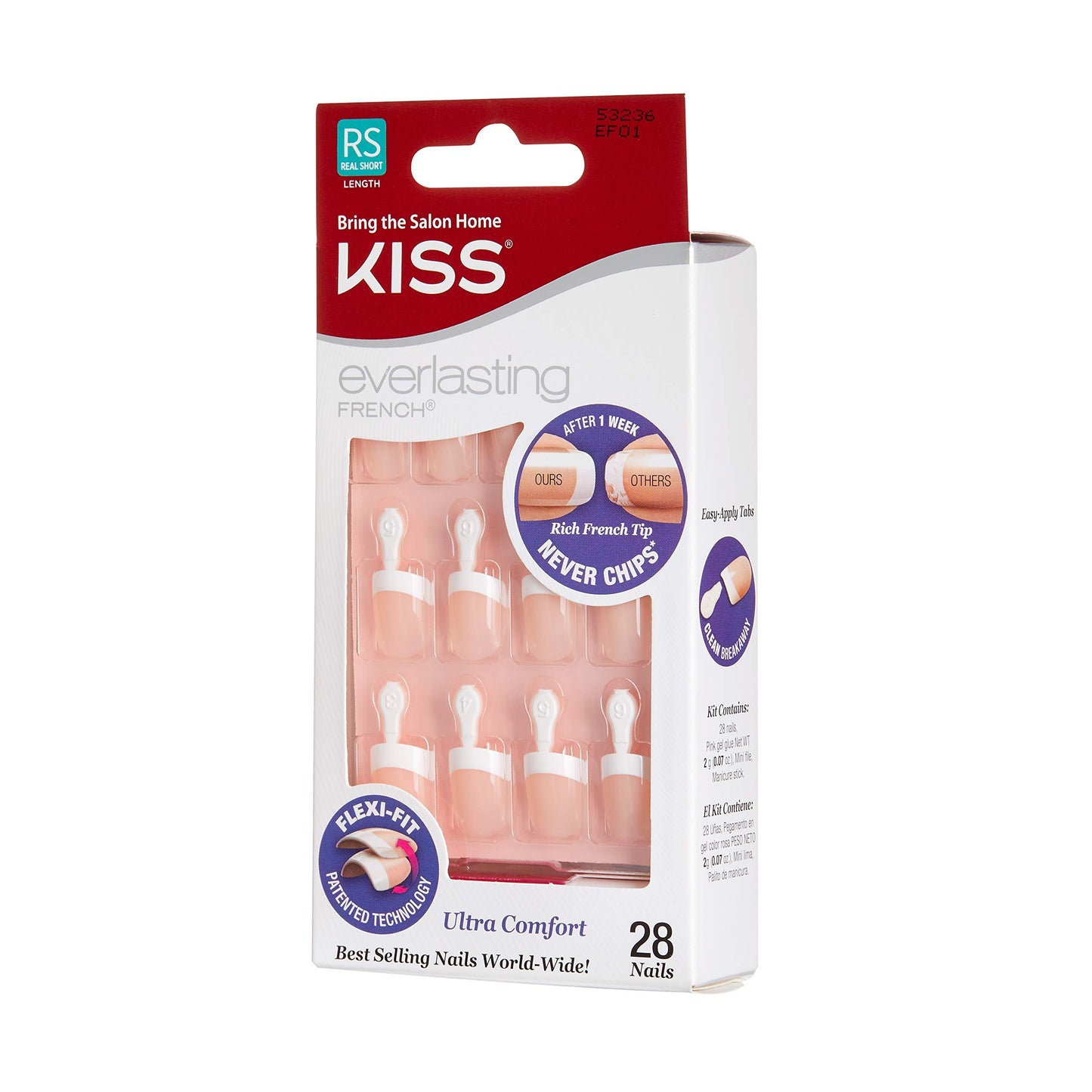 Kiss Everlasting French Nail Kit Real Short 28 Nails (2 Pack) Beauty & Personal Care PALIMAINY