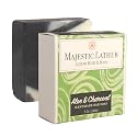 Majestic Lather Soothing Aloe & Activated Charcoal Luxury Bar Soap for Face, Body, Dry Sensitive Skin, Eczema, Psoriasis, Rosacea, ACNE and Oily Skin
