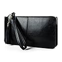 befen Genuine Leather Wristlet Clutch for Women Ultra-Slim Ladies Credit Card Holder Wallet Purses with RFID Protection (Black.)