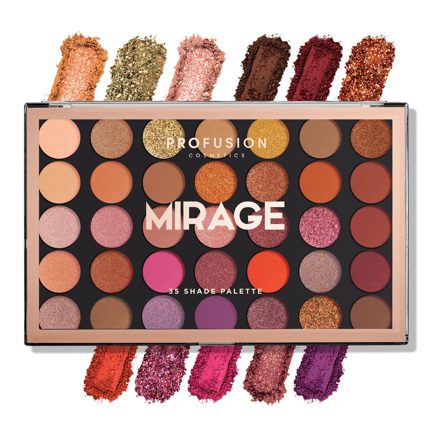 Profusion Cosmetics Mirage 35 Shade Eyeshadow Palette - Ultra-Pigmented Powder in Bright, Vibrant Colors for Stunning Eye Looks, Skin-Friendly, Vegan…