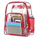 K-Cliffs Clear Backpack Heavy Duty Student Bookbag Large Durable See Through School Bag Quality Transparent PVC Travel Security Workbag Red