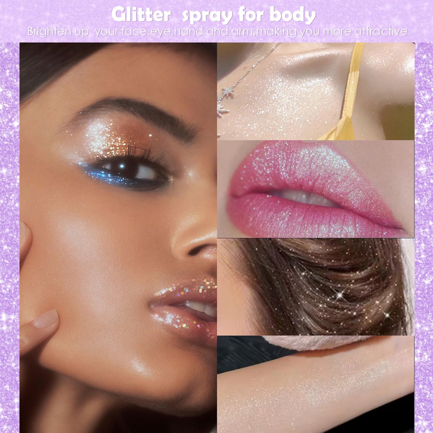 Yosca Body Glitter Spray, 30ML Loose Body Shimmer Powder Iridescent Hair Spray White Glitter Sparkle Highlighter Makeup Festival Concert Party Beauty and Personal Care Yosca