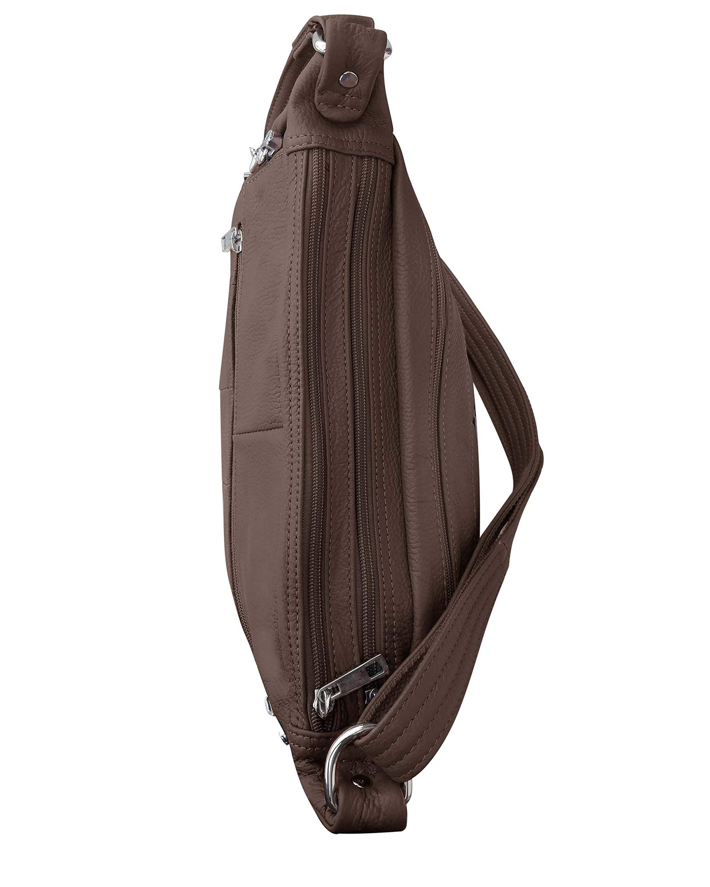 Brown Leather Concealed Carry Handbag Roma 7082