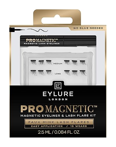 Eylure PROMAGNETIC Magnetic Eyeliner and False Lashes Kit, Faux Mink Flares, Medium and Long, No Glue Needed
