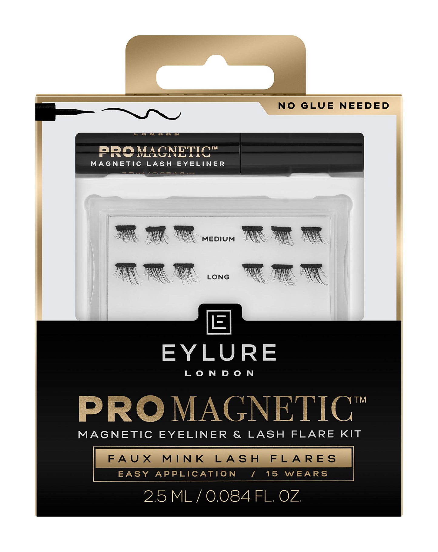 Eylure PROMAGNETIC Magnetic Eyeliner and False Lashes Kit, Faux Mink Flares, Medium and Long, No Glue Needed