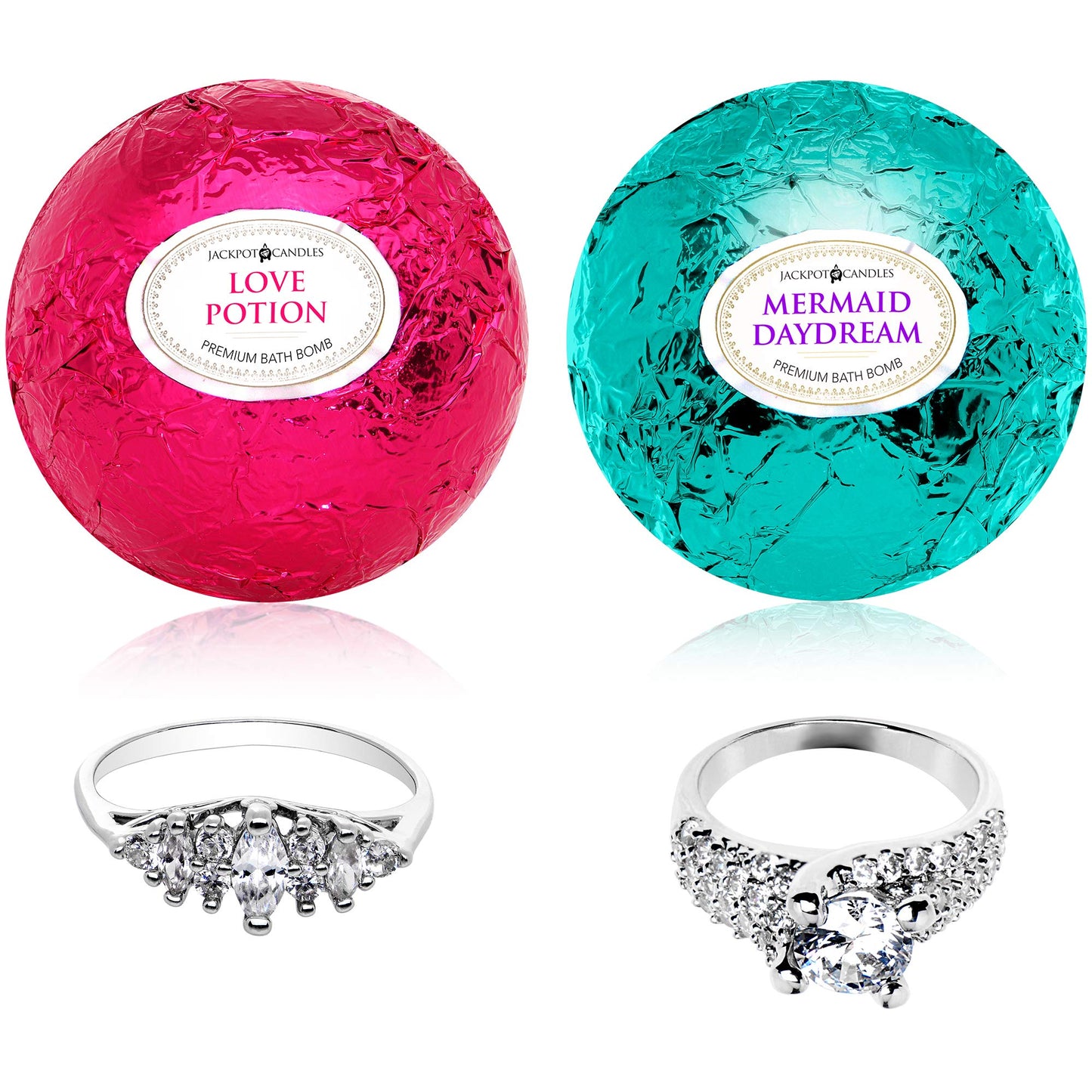 Mermaid Love Potion Bath Bombs Gift Set of 2 with Size 9 Ring Surprise Inside Each Made in USA