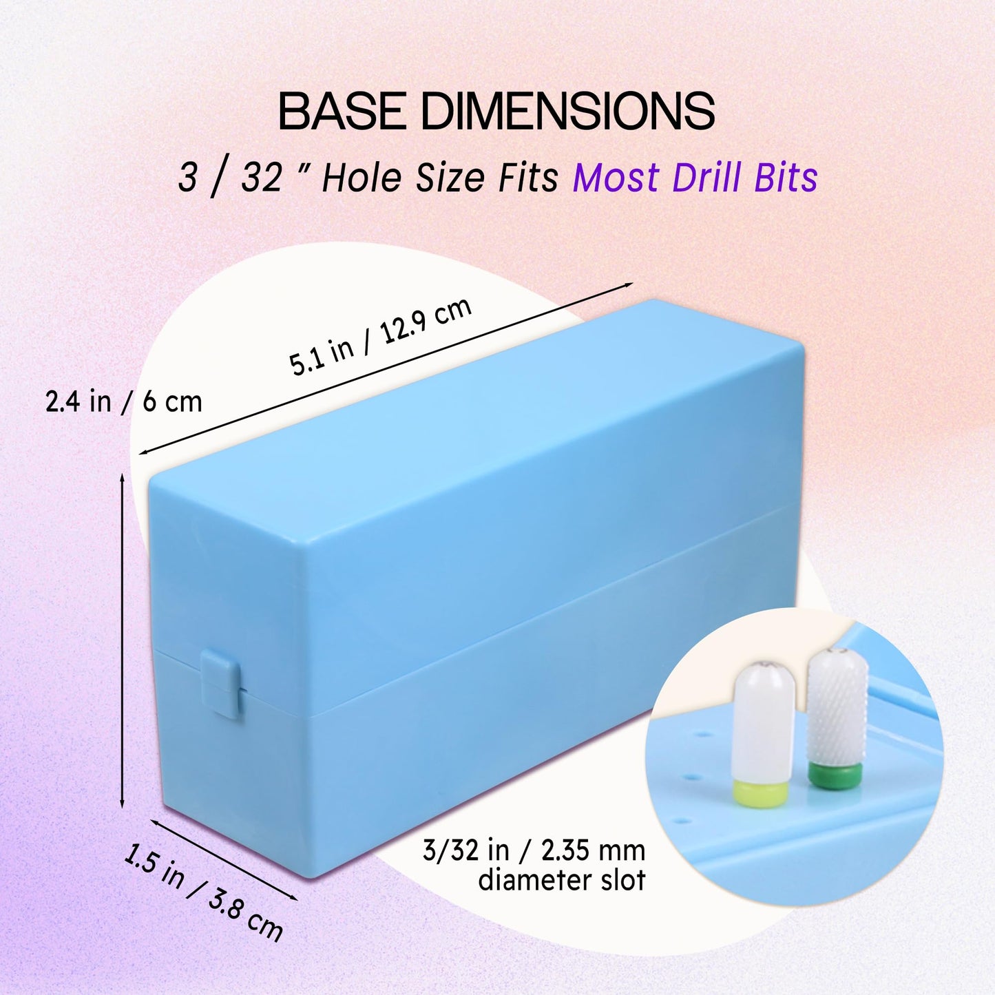 PANA Nail Drill Bit Holder Stand Display Organizer- Dust Proof Storage Container Box Case Tools for Home Use or Nail Salon - (30 Holes, Blue) (Drill