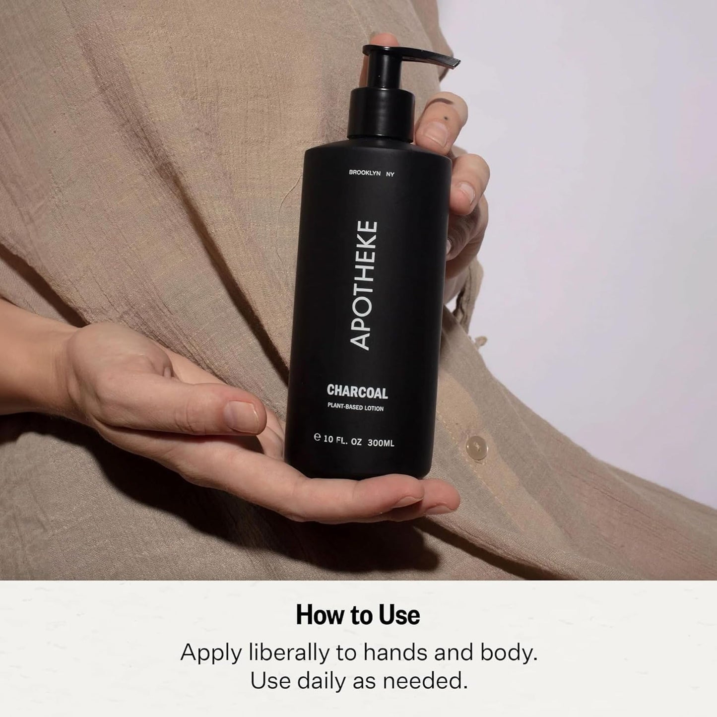 APOTHEKE Scented Hand & Body Lotion, Charcoal - 10 Fl Oz Nourishing Body Moisturizer Cream for Dry Skin - Gentle Daily Skincare for Men & Women