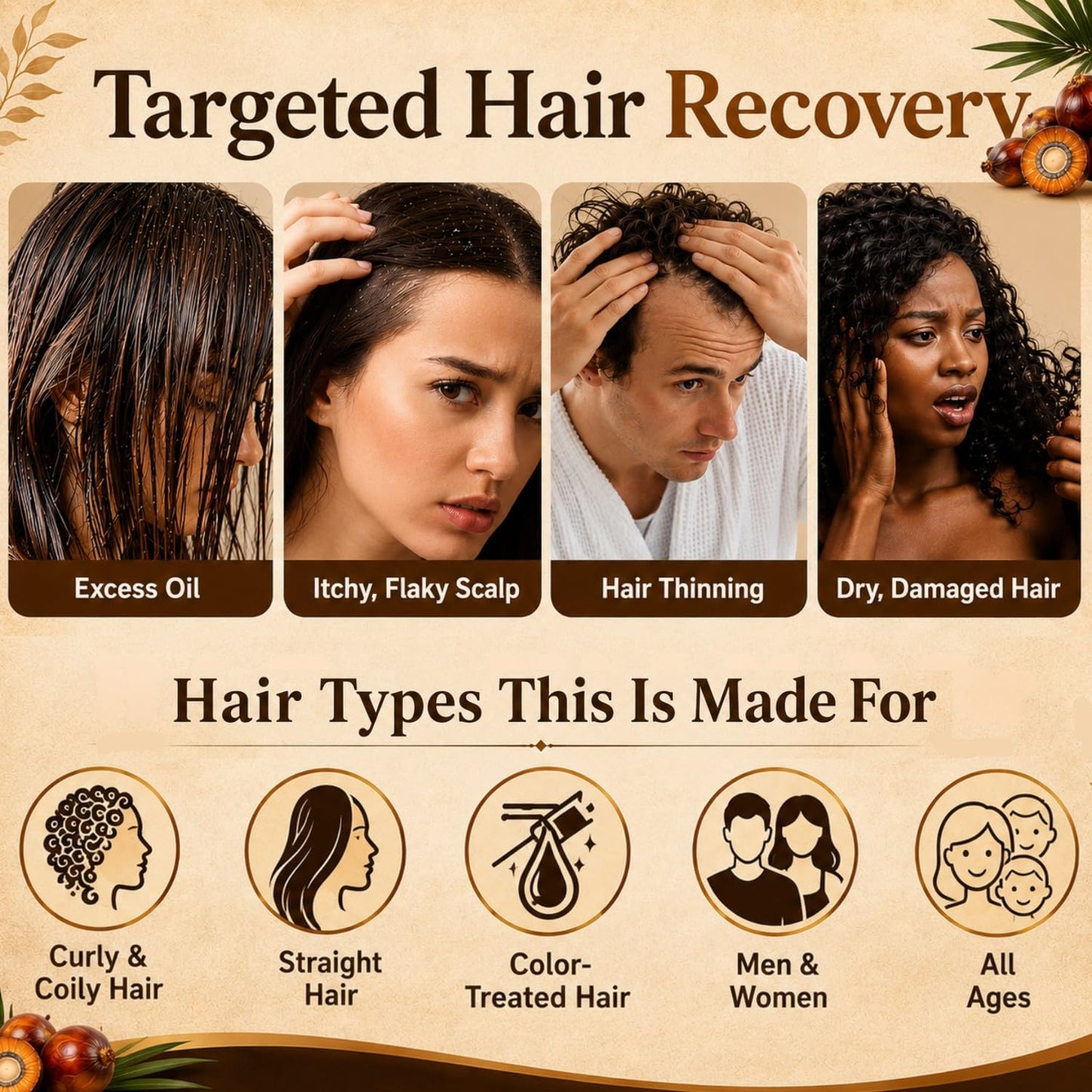 Batana Oil Shampoo for Hair Growth & Strength - Rosemary & Castor Oil Sulfate-Free Shampoo for Thinning, Dry, & Damaged Hair for Men and Women
