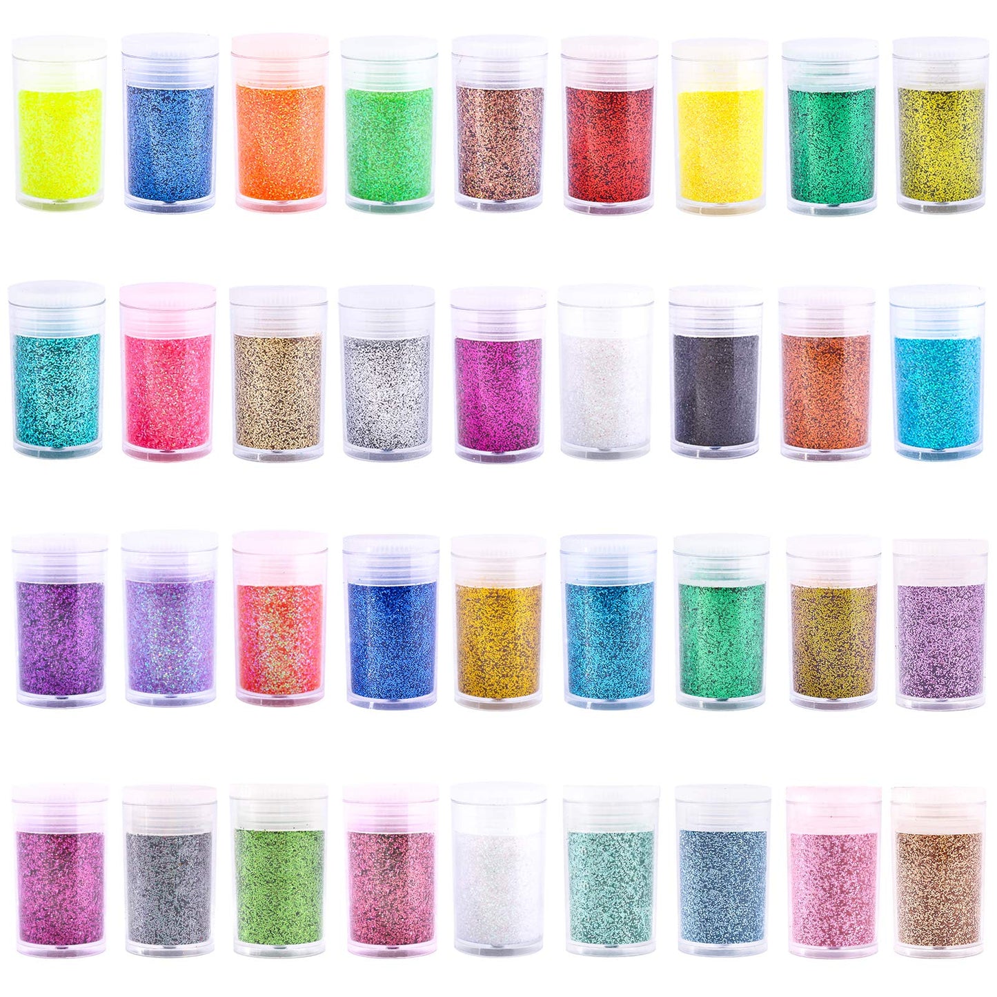 Extra Fine Glitter, Set of 36 Colors Nail Arts Cosmetic, Resin Crafts Loose Glitter Powder Shaker for Face Body Hair Eye Lip Gloss Makeup, Slime