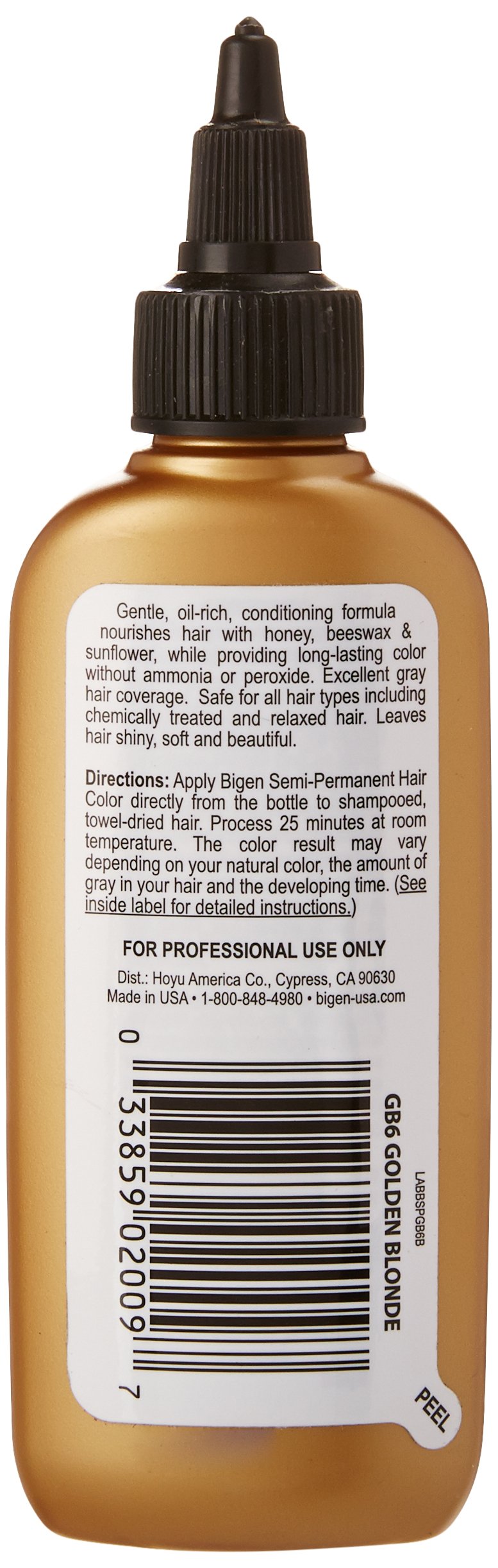 Bigen Semi Permanent Hair Color BSPGB6 Golden Blonde, 3 Fl Oz