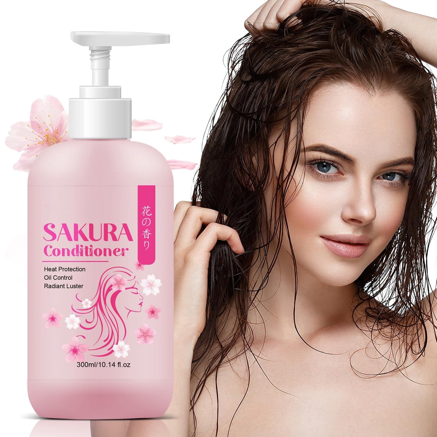 Sakura Shampoo + Conditioner Set, Japanese Shampoo,with Cherry Blossom Extract & Vitamin E, Clarifying - Volumizing Clarifying, Hydrating
