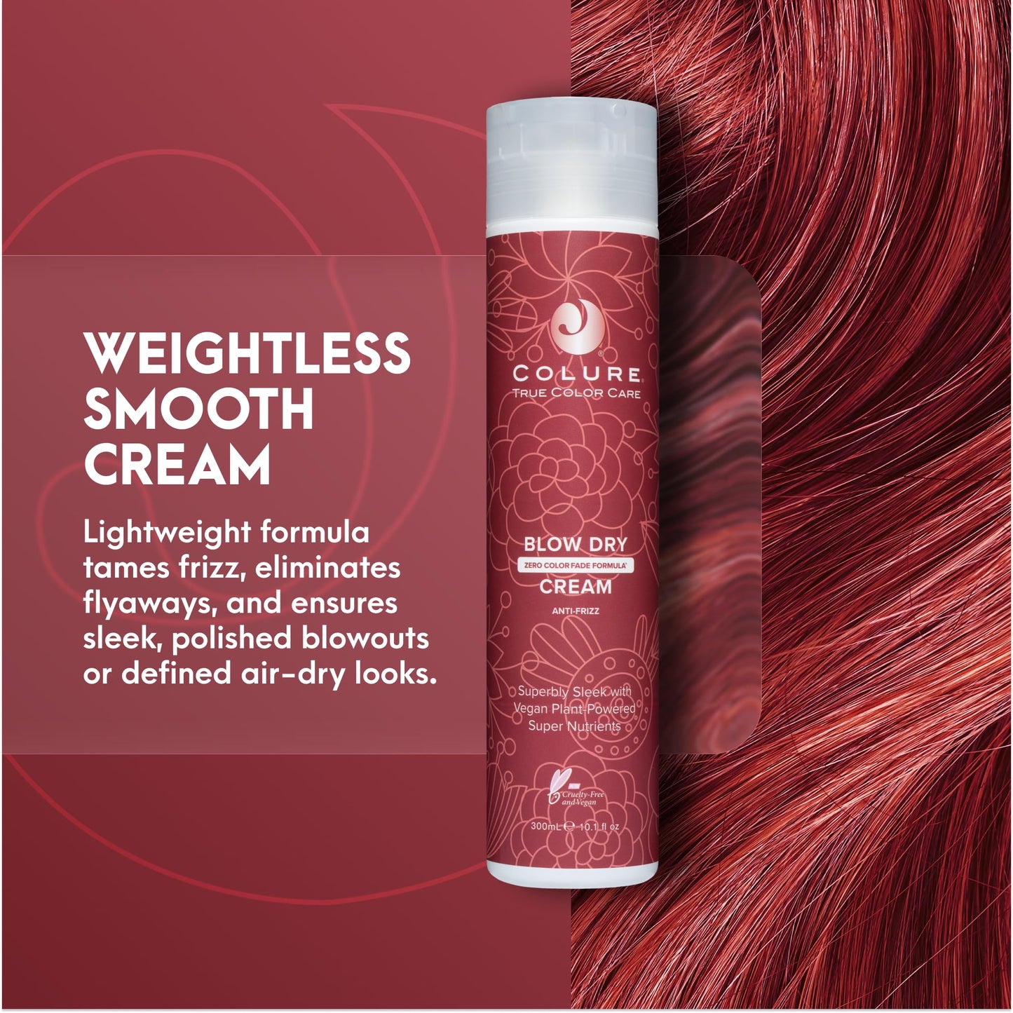 COLURE Blow Dry Cream, 10 Fl Oz - Anti Frizz Heat Protectant Styling Crème & Smoothing Formula for Color Treated Hair