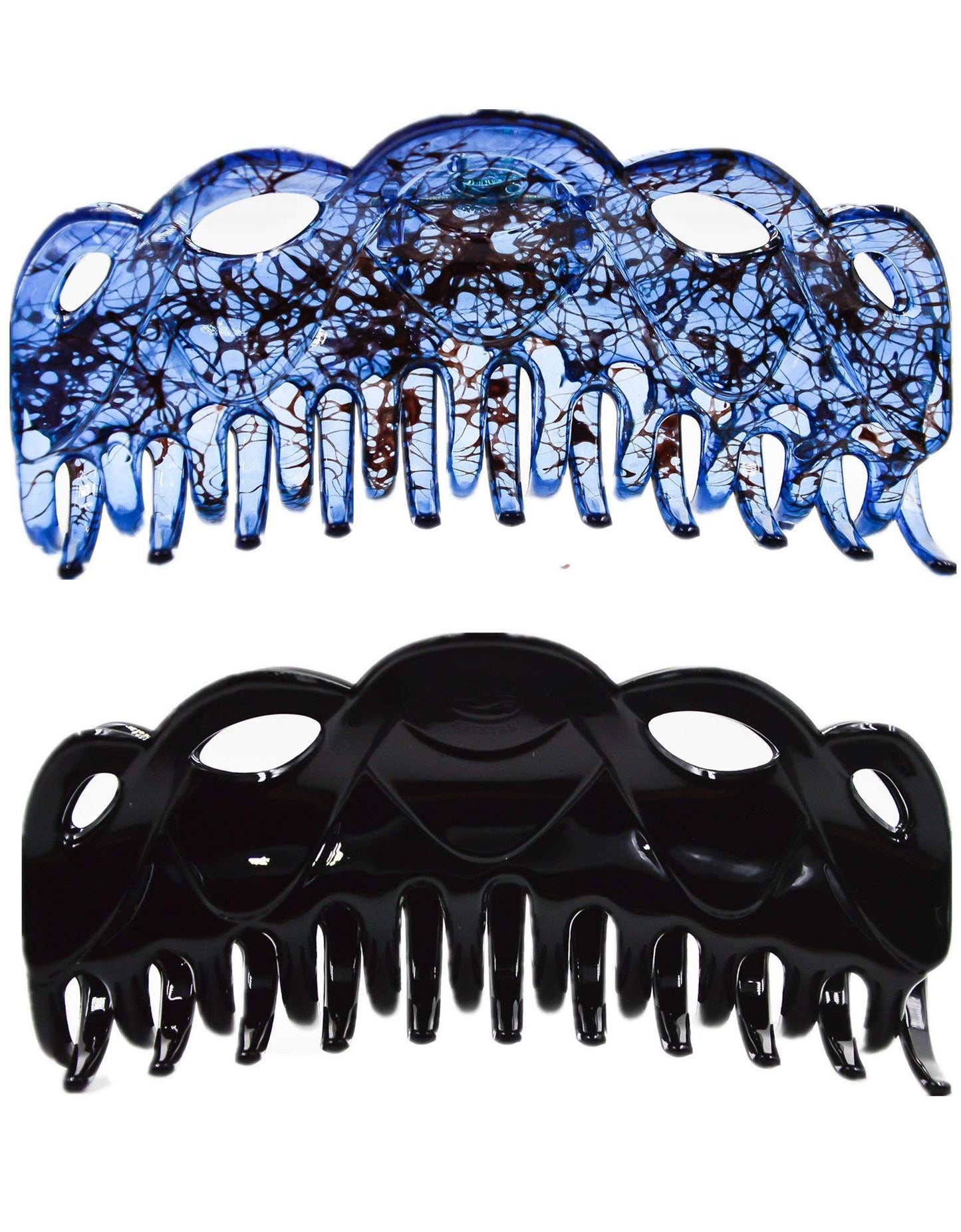 Prettyou 5.5 Inches Large Crystal Plastic Hair Claw Banana Clips for Thick Hair Women,pack of 2 (Set1)