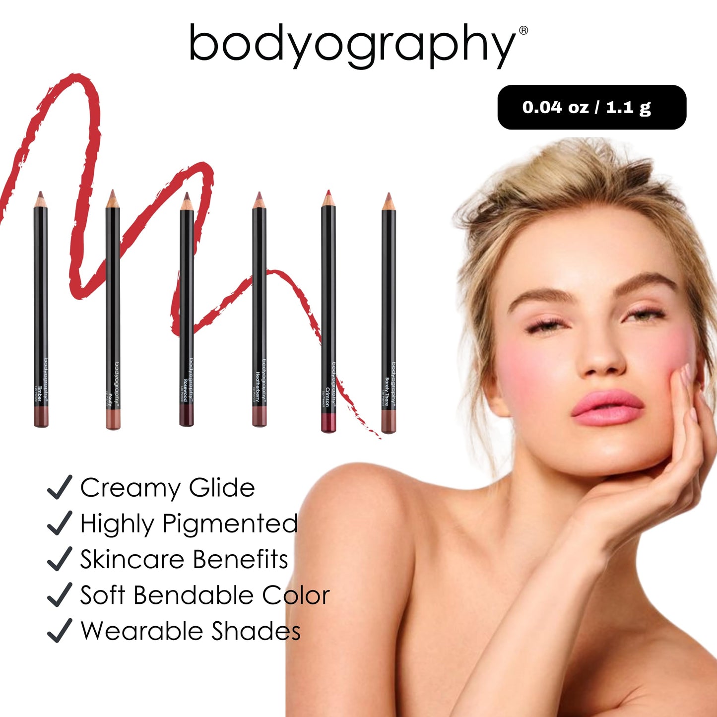 Bodyography Barely There Lip Pencil | Lip Liner Pencil with Coconut Oil, Vitamin E & C | Long-Lasting, Matte Liner for Definition & Color | Makeup Beauty & Personal Care Bodyography