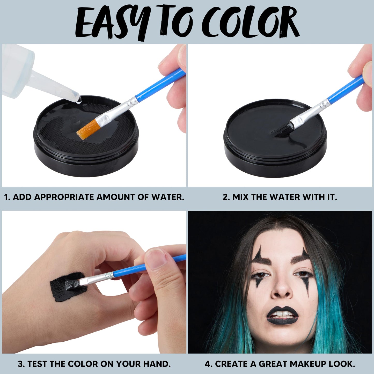Spooktacular Creations Halloween Makeup Face Body Paint Waterproof Foundation Cream Cake Tub, Halloween Party Cosplay Clown Sfx Costume and Dress Up