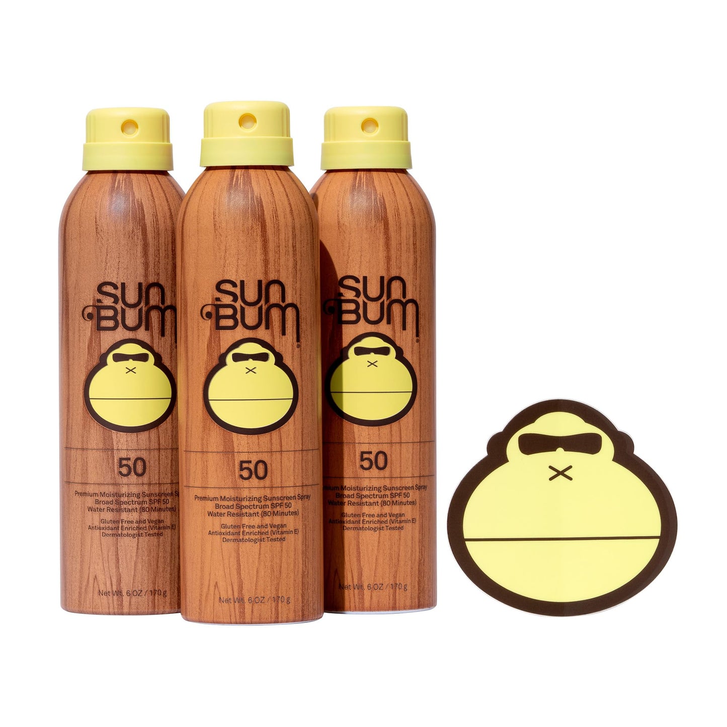 Sun Bum Original Moisturizing Sunscreen Spray SPF 50 with Sonny Sticker, Vegan and Hawaii 104 Act Compliant, Octinoxate & Oxybenzone Free, Broad