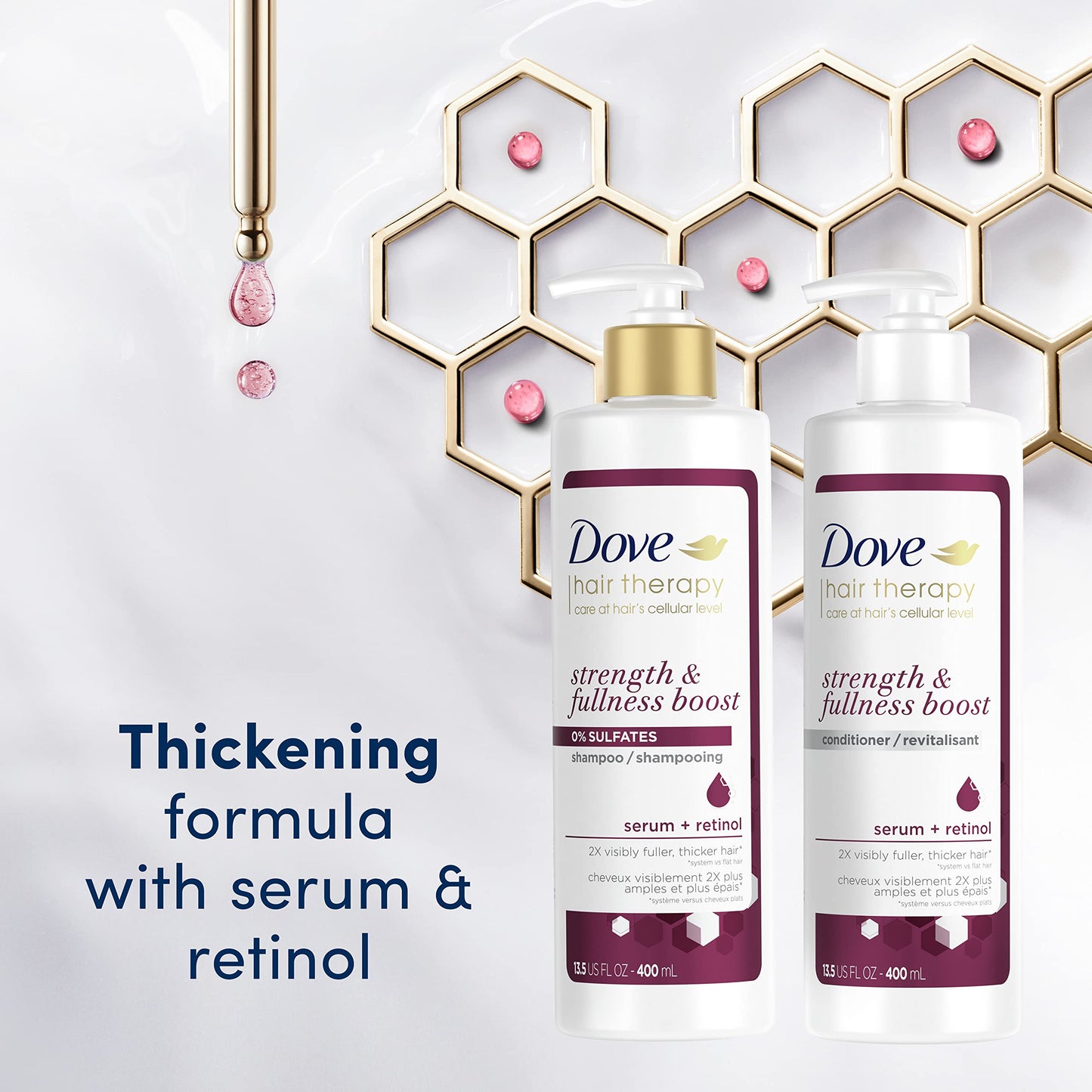 Dove Hair Therapy Conditioner Strengthening Treatment for Thin, Fine Hair Strength and Fullness Boost Sulfate Free Conditioner for 2X Visibly Fuller