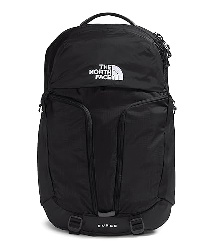 The North Face Surge Commuter Laptop Backpack - Daypack, Water Repellent, 16" Laptop Sleeve, Reflective Details, TNF Black/TNF Black-NPF, One Size
