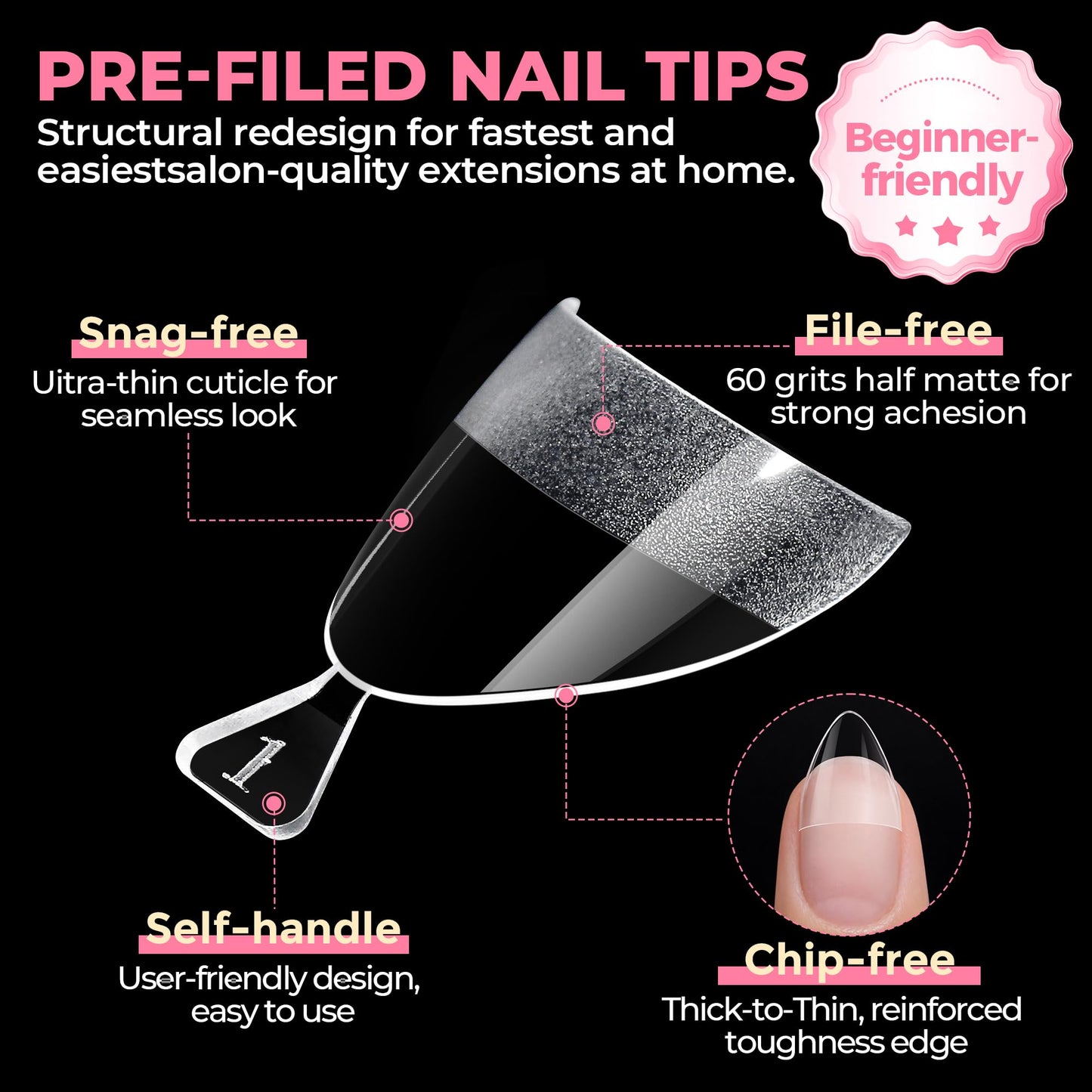 UNA GELLA Almond Shape Nail Tips Short: 504pcs Half Cover Almond Gel Nails Tips Matte Clear Fake Nails Self-handle for Nail Extension DIY Nail Salon Beauty and Personal Care UNA GELLA